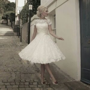 Vintage inspired tea length wedding dress